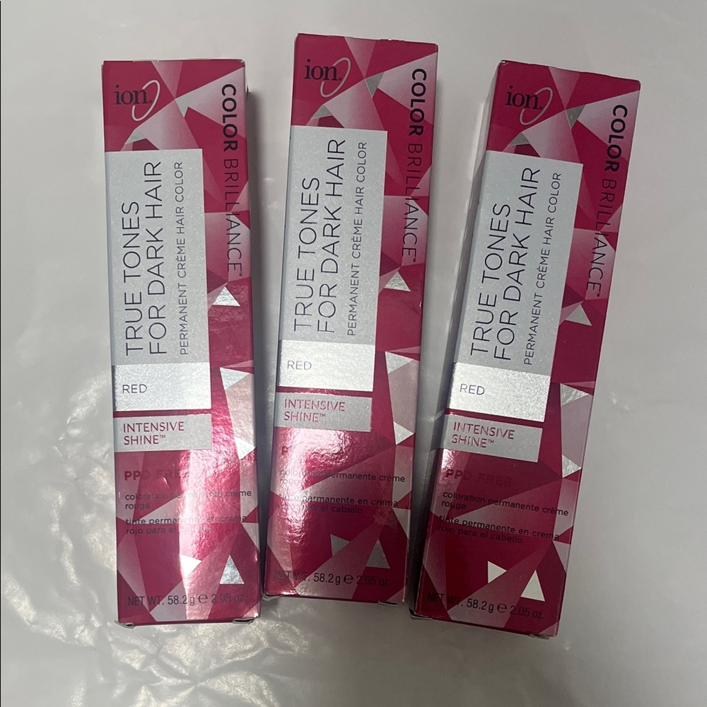 3 BRAND NEW Boxes of ion Color Brilliance Red Hair Dye